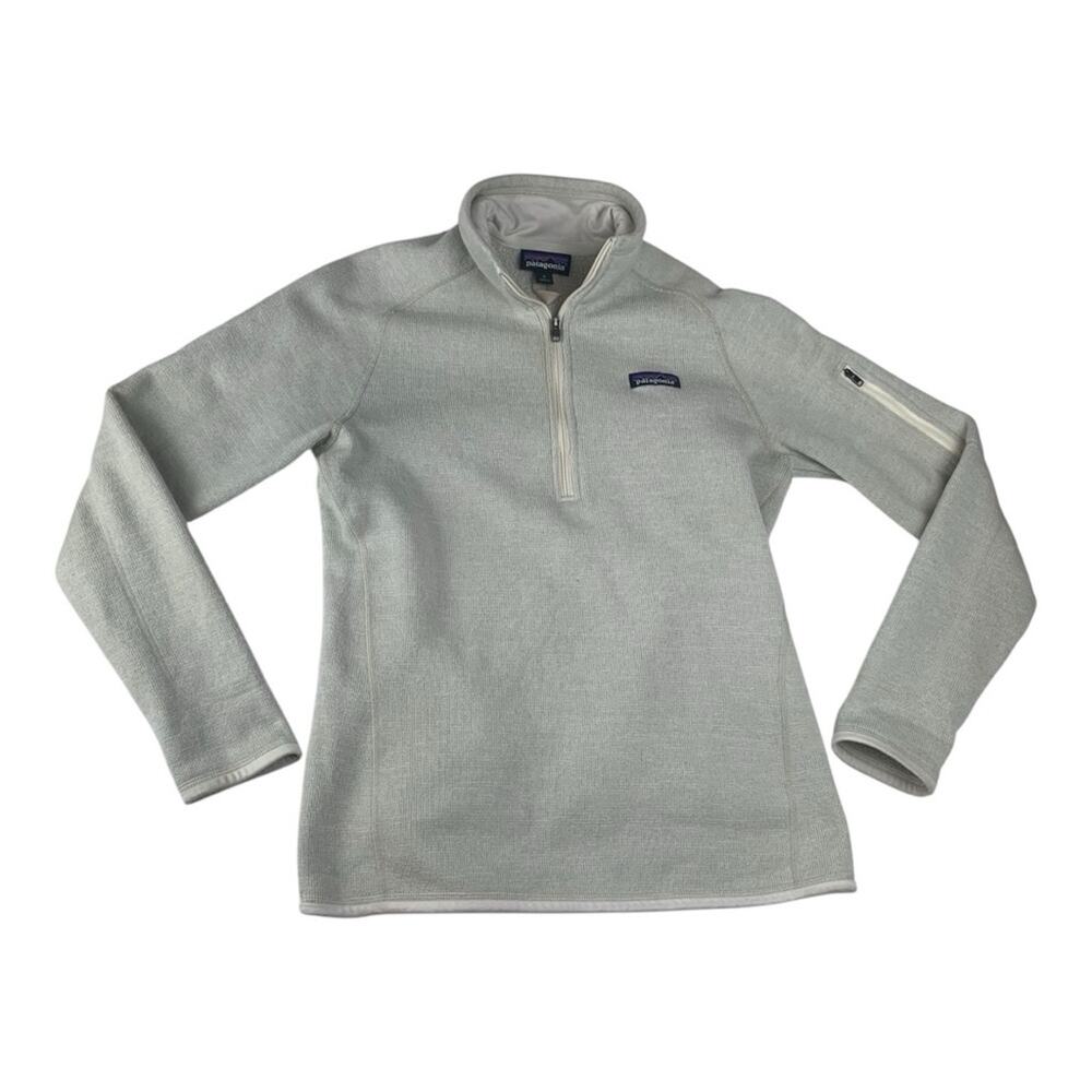 Patagonia women's medium better sweater off white cream 1/4 zip pullover outdoor